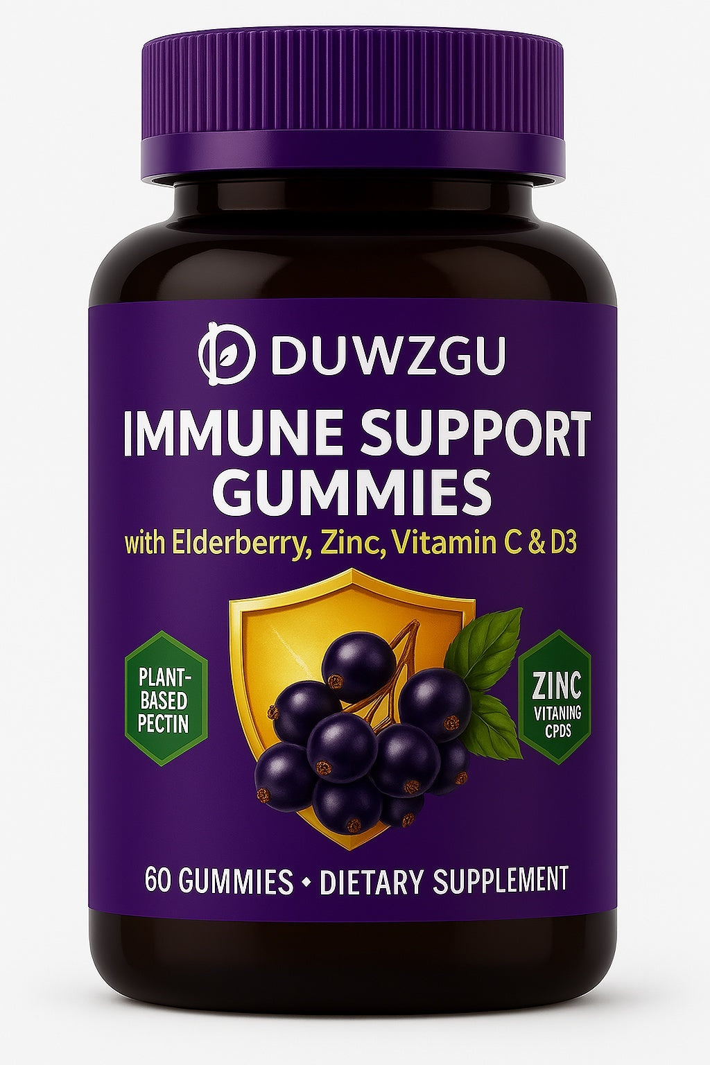 Selfless Supplements Immune Support Gummies | With Elderberry, Zinc, Vitamin C & D3